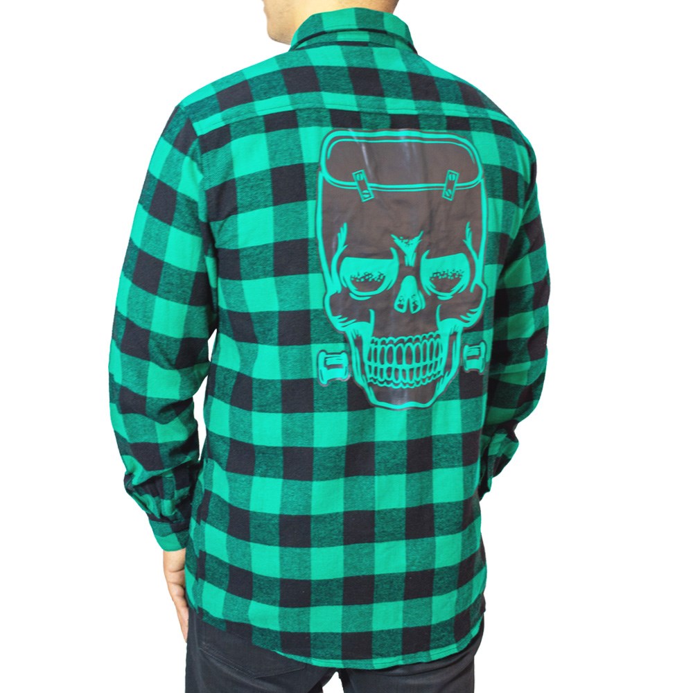 Kreepsville | Men's Franken Monster Flannel Shirt Green Med | Halloween