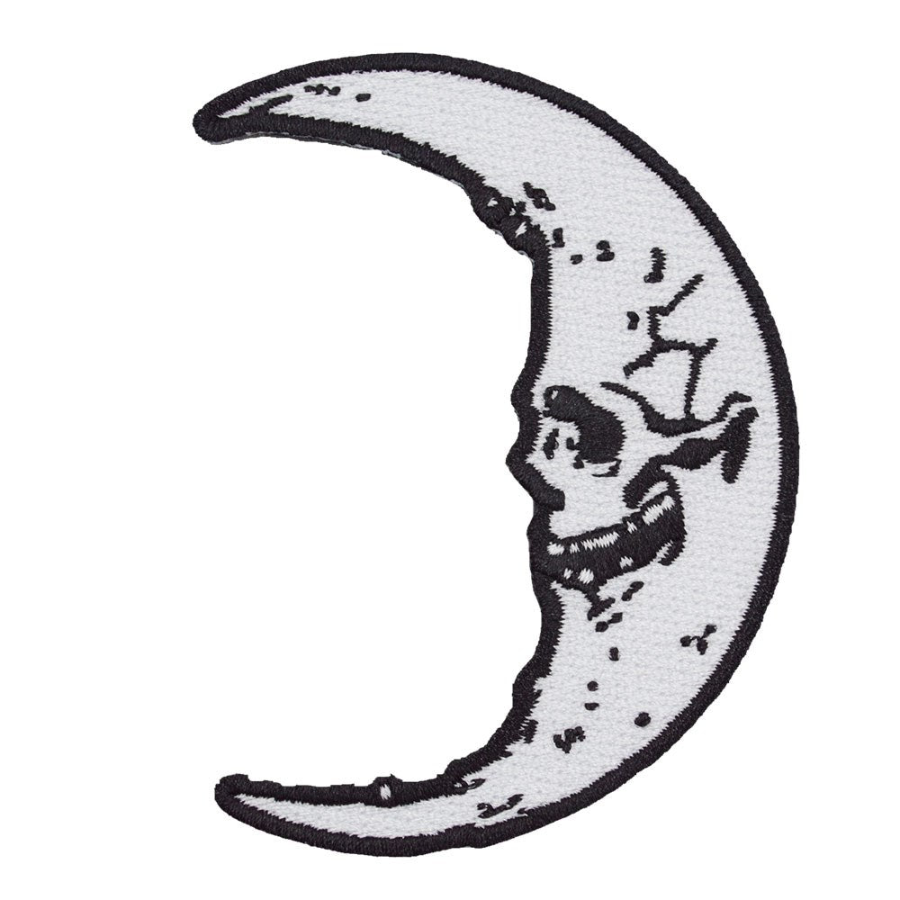 crescent moon face drawing tattoo