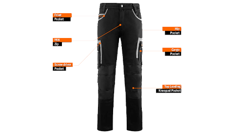 cargo work trousers features