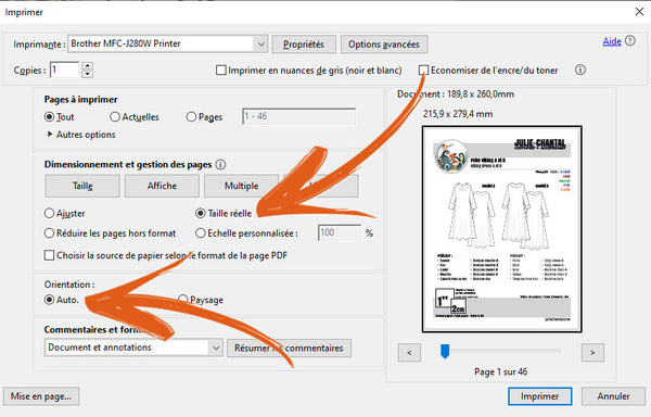 patron PDF - impression en taille réelle