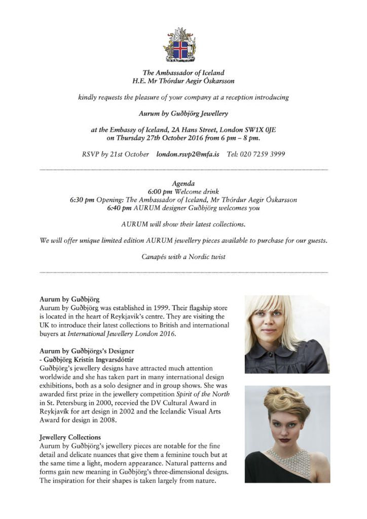 Invitation to the Icelandic Embassy London