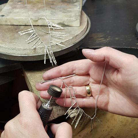 Aurum - Nanook Ice necklace being finished in our workshop