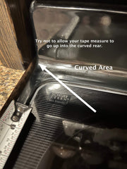 How to measure a stove top cover, noodle board? Picture showing the curved area that is at the rear of some stovetops.