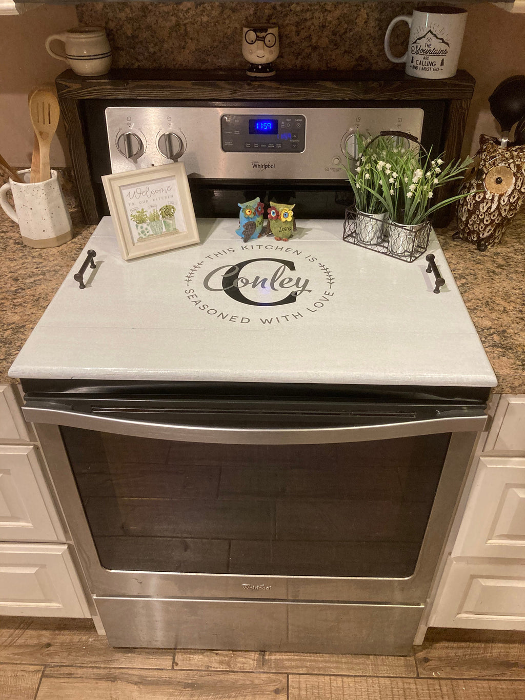 DIY Monogrammed Wooden Stovetop Cover And Tray - Ideas for the Home