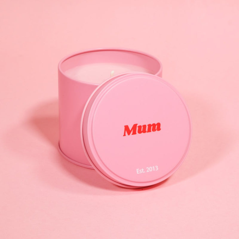 Mum Mother's Day Personalised Pink Tin Candle