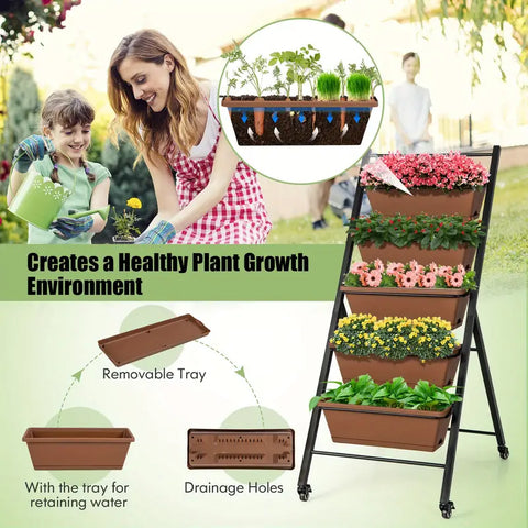 5-Tier Elevated Planter with Container Boxes