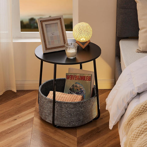 Small Round End Table with Storage