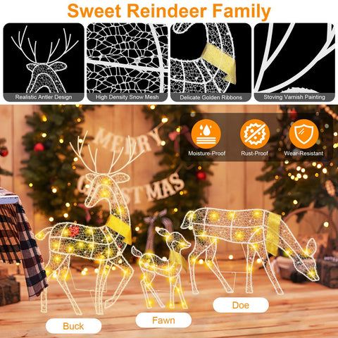 3 Sets of Christmas Deer Decor for Outdoor or Indoor