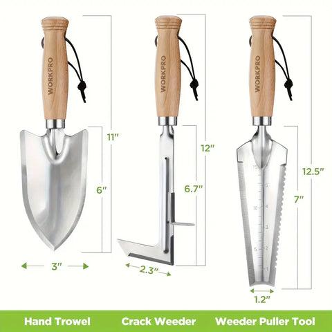 3 Pcs Stainless Steel Garden Tool Set