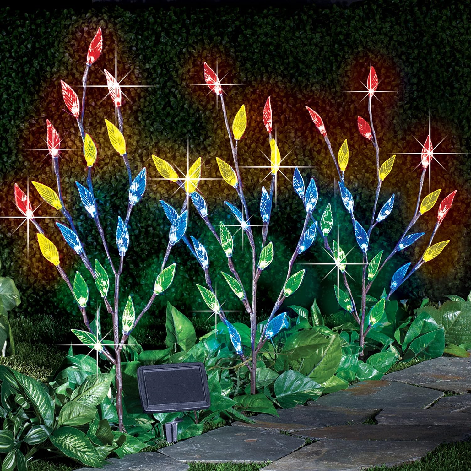 3 Pcs 60 LED Leaf Branch Solar Garden Lights