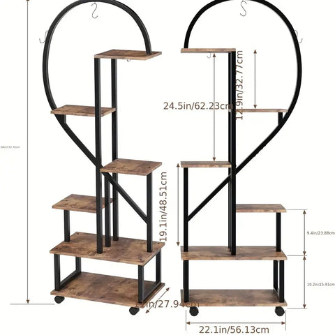 Dimensions of the Heart Shaped Planter with Metal Stand