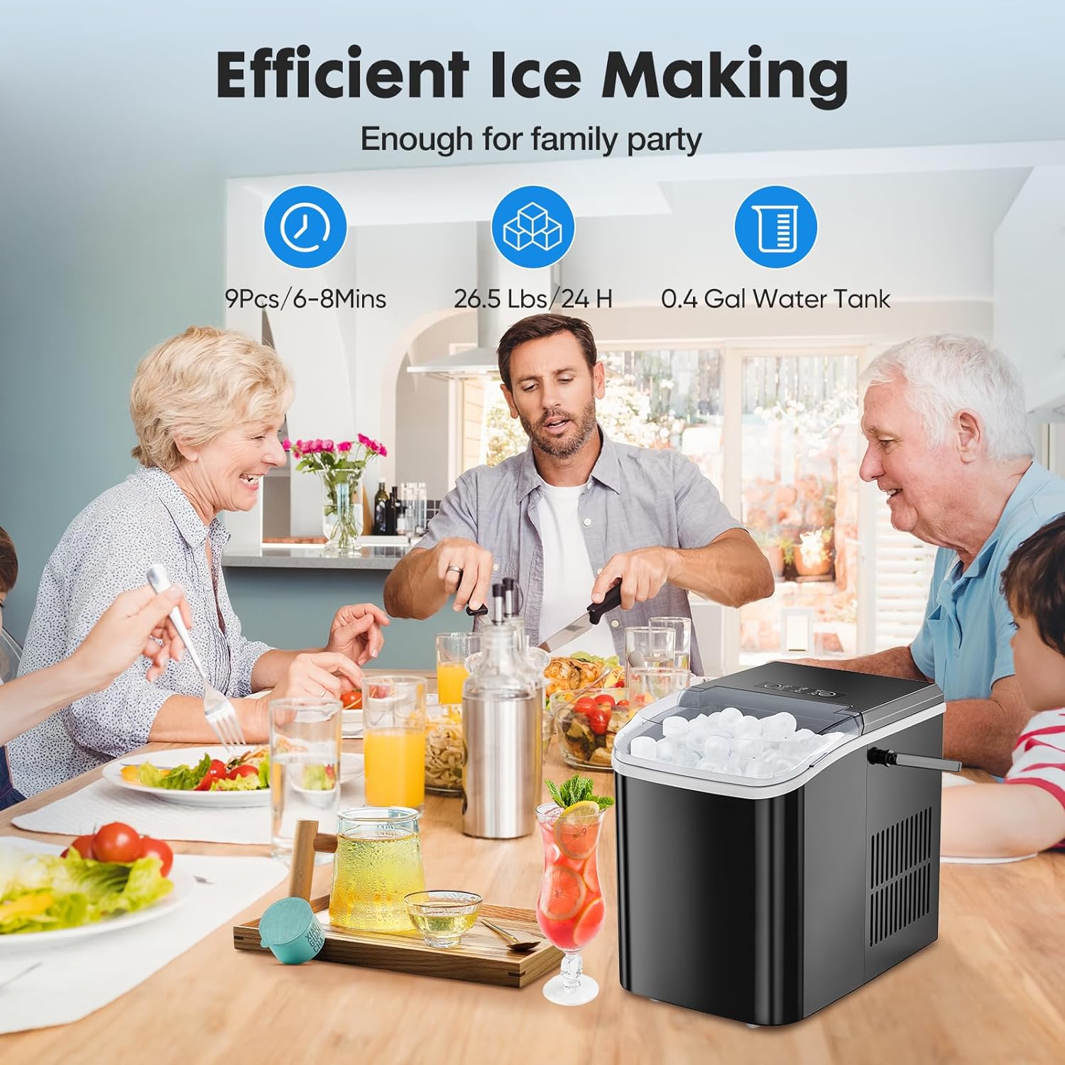 26.5 LBS Portable Ice Maker Machine with Handle |