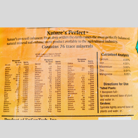 Natures Perfect Soil Enhancer Mineral Content
