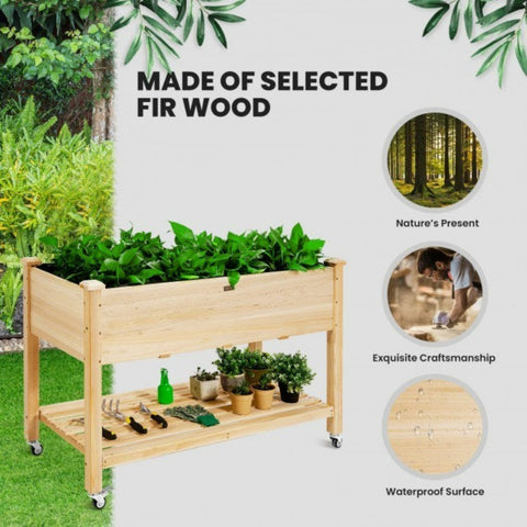 Wood Planter Box with Wheels