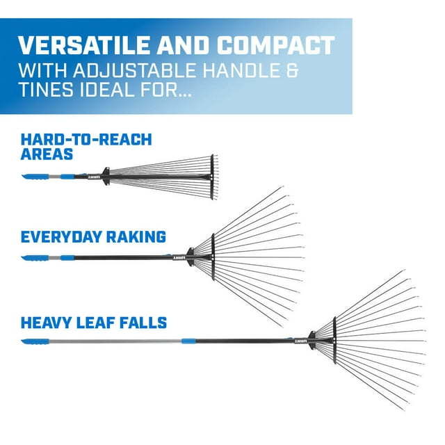 15 Tines Adjustable Leaf Rake