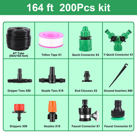 164FT/50M Garden Drip Irrigation System