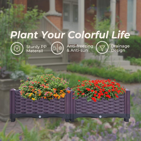 2 Pcs Plastic Raised Garden Bed