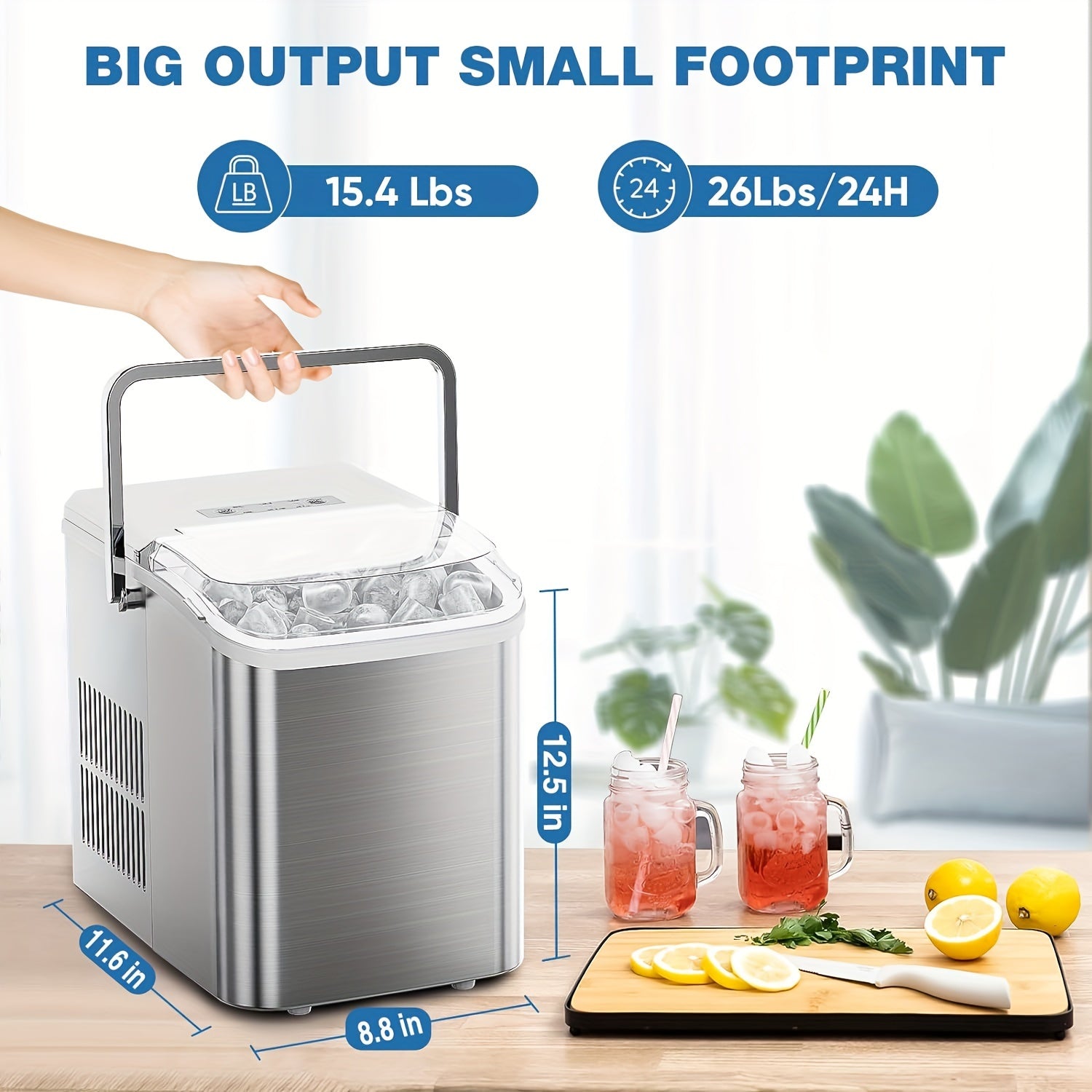 26.5 LBS Portable Ice Maker Machine with Handle
