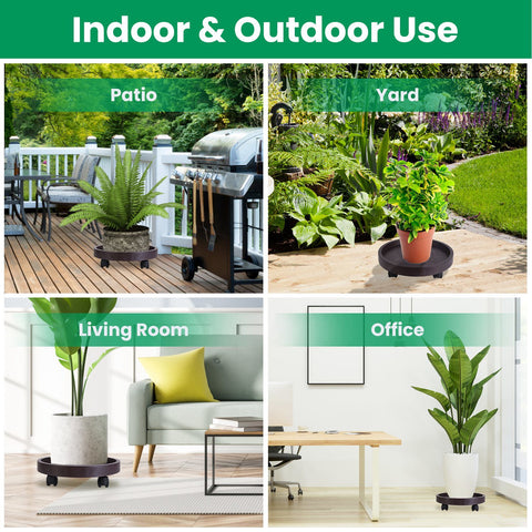 4Pcs Rolling Plant Stand for indoors or outdoors