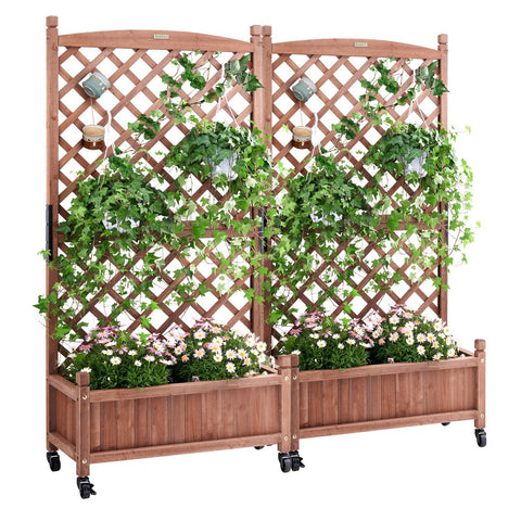 2 Pcs Raised Garden Bed with Trellis