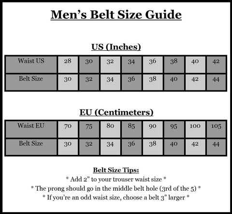 Belt Sizing Chart – Comstock Heritage, Inc.