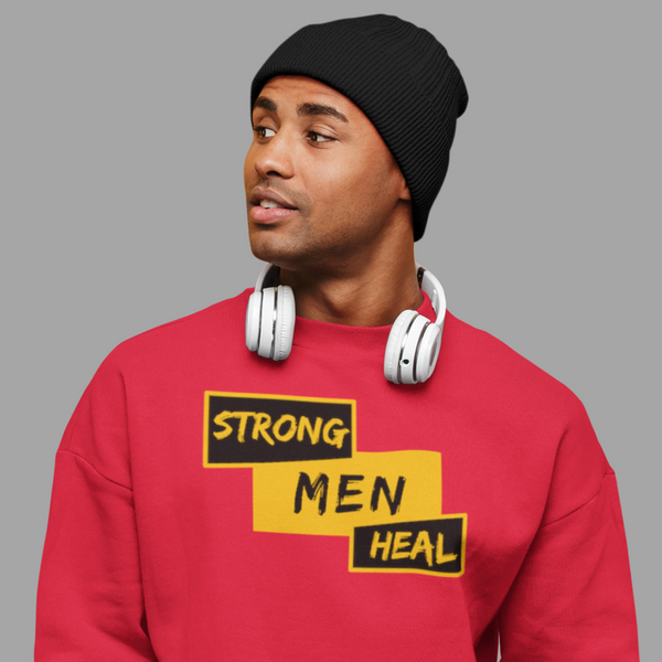 man wearing a Strong Men Heal sweatshirt