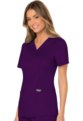 Eggplant Revolution Mock Wrap Top - Left Side View