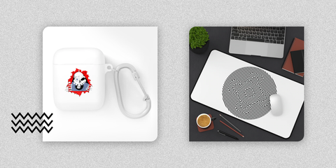 air pod and mouse pad