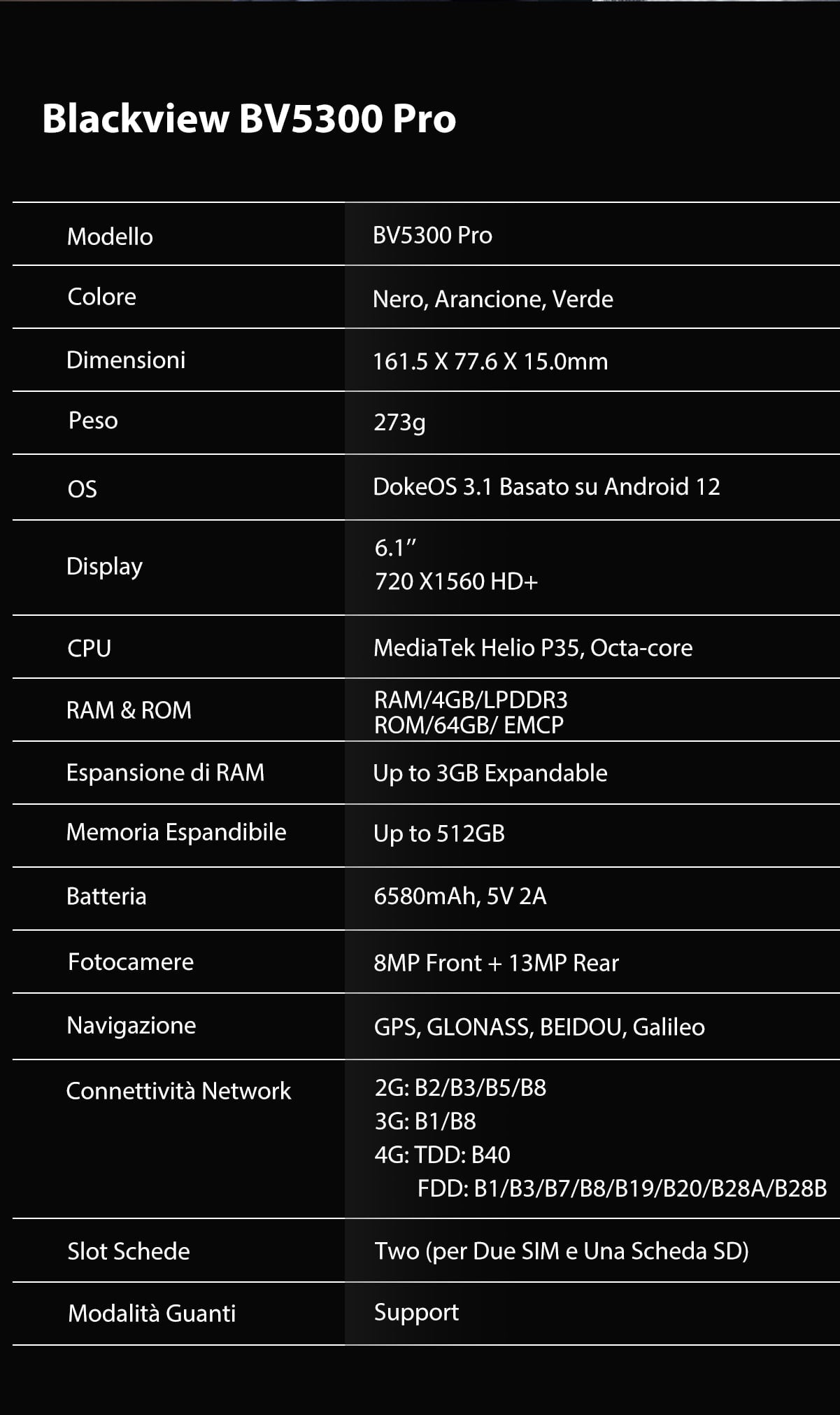 BV5300 Pro italian description