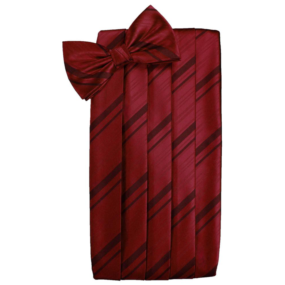 Apple Red Striped Satin Cummerbund Set