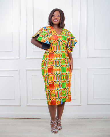 Women's African Print Midi Dress, Classy Ankara Dress for Women