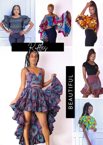 African print tops and skirts with ruffles
