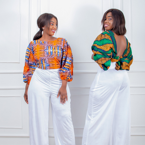 Women's African Print Top, Ankara Tops, Wide Legged Pants