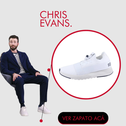 Chris Evans usando zapatillas casuales con traje