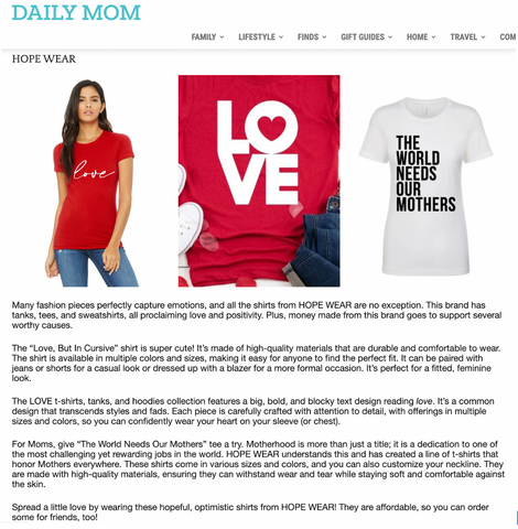 Hope Wear Featured in Daily Mom . com