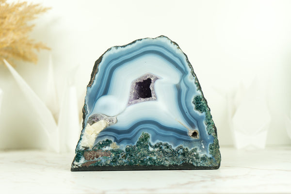 Lace Agate Slice with Blue and White Banded Agate