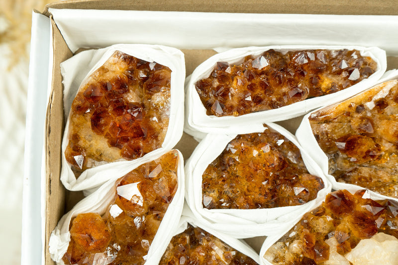 Wholesale AAA Quality Madeira Citrine Clusters Flat Box - Mineral Flat, Wholesale Bulk