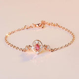 14K Rose Gold Ruby Jewelry Red Bracelet Pulseira Feminina Bizuteria Jade Bracelet joyas de plata 925 silver bracelet joyas (Gold 19cm)