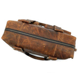 Vintage Crazy Horse Leather Men Handbags Multi Pockets 15" Laptop Bag Small Short Trip Genuine Leather Men's Travel Bags (coffee travel bag) | akolzol