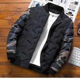 Men Winter Baseball Jacket Camouflage Patchwork Cotton Coats Slim Fit College Warm Jackets Men's Stand Collar Outwear Coat MY209