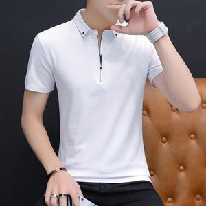 BROWON 2021 summer casual polo shirt men short sleeve turn down collar slim fit sold color polo shirt for men plus size - akolzol