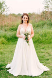 2022 Cheap Wedding Dresses Princess A-Line Chiffon Sweetheart Beaded Beach Bridal Gowns