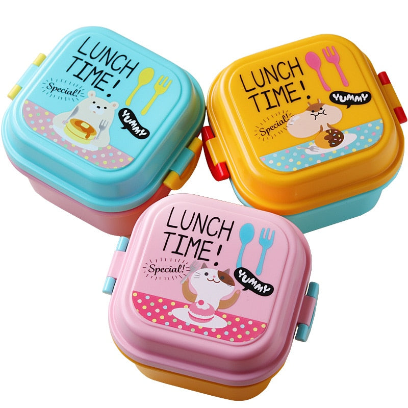 4pcs Children Plastic Cartoon Cute Bento Box Japanese Outdoor Food