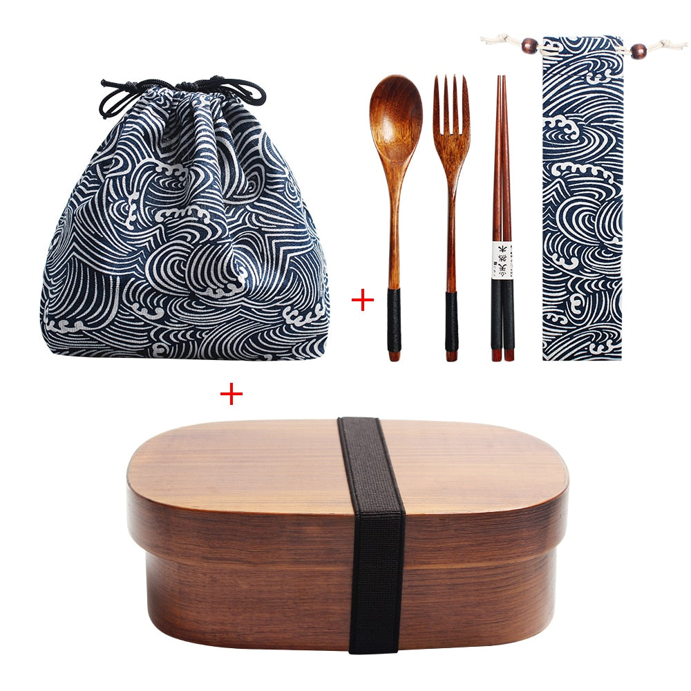 Windfall Japanese Bento Box, Wheat Straw Portable Leakproof Lunch Box,  Microwave Lunch Box Spoon Chopsticks Wheat Straw Food Storage Container