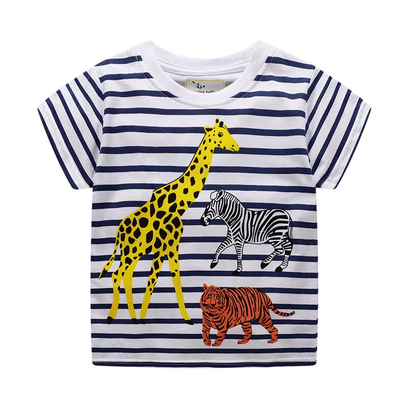 Kid Baby Boys Cotton Animals Stripe T-shirts – Honeychildren