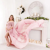 Maternity Shoulderless Pregnancy Maxi Gown Split Front Dress