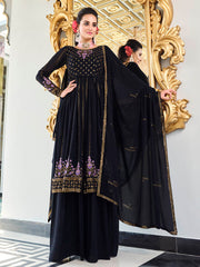 Dark Blue Real Georgette Gharara Suit