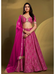 Pink Crepe Embroidered Designer Lehenga