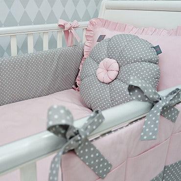 Light Pink & Grey Baby Cot Set – The Linen House