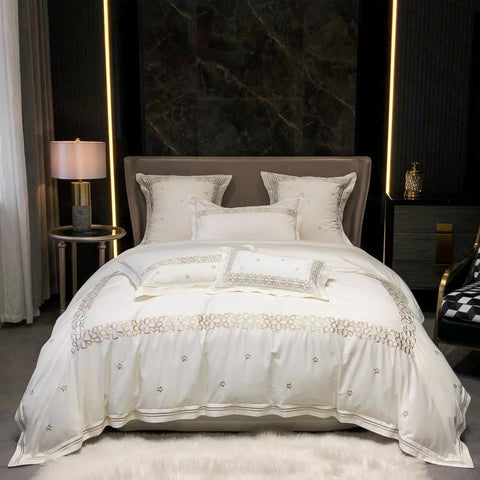 New Luxury White Embroidery Bedding Set – The Linen House